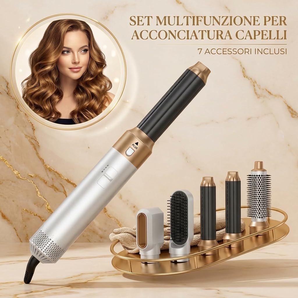 Bellora Beauty Milano MultiStyler 5 in 1—Styler Capelli Multifunzione Con Tecnologia Airflow Per Asciugare Lisciare E Creare Onde Ricci O Look Naturali A Casa (Rosa (Manuale In Inglese))
