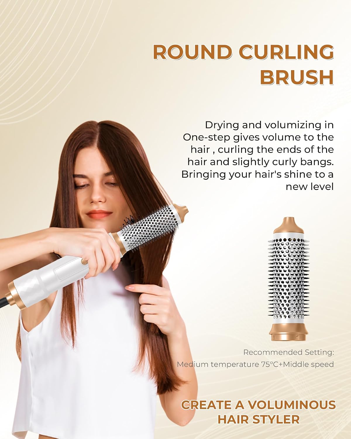 UKLISS Hairstyler 6 in 1, Haarstyler & Hair Styler Set mit Automatisch Wrap Lockenstab, Hair Dryer, Thermal Brush, Warmluftbürste, Rundbürstenföhn, Geschenke für Frauen Föhnen, Locken, Glätten (Weiß)